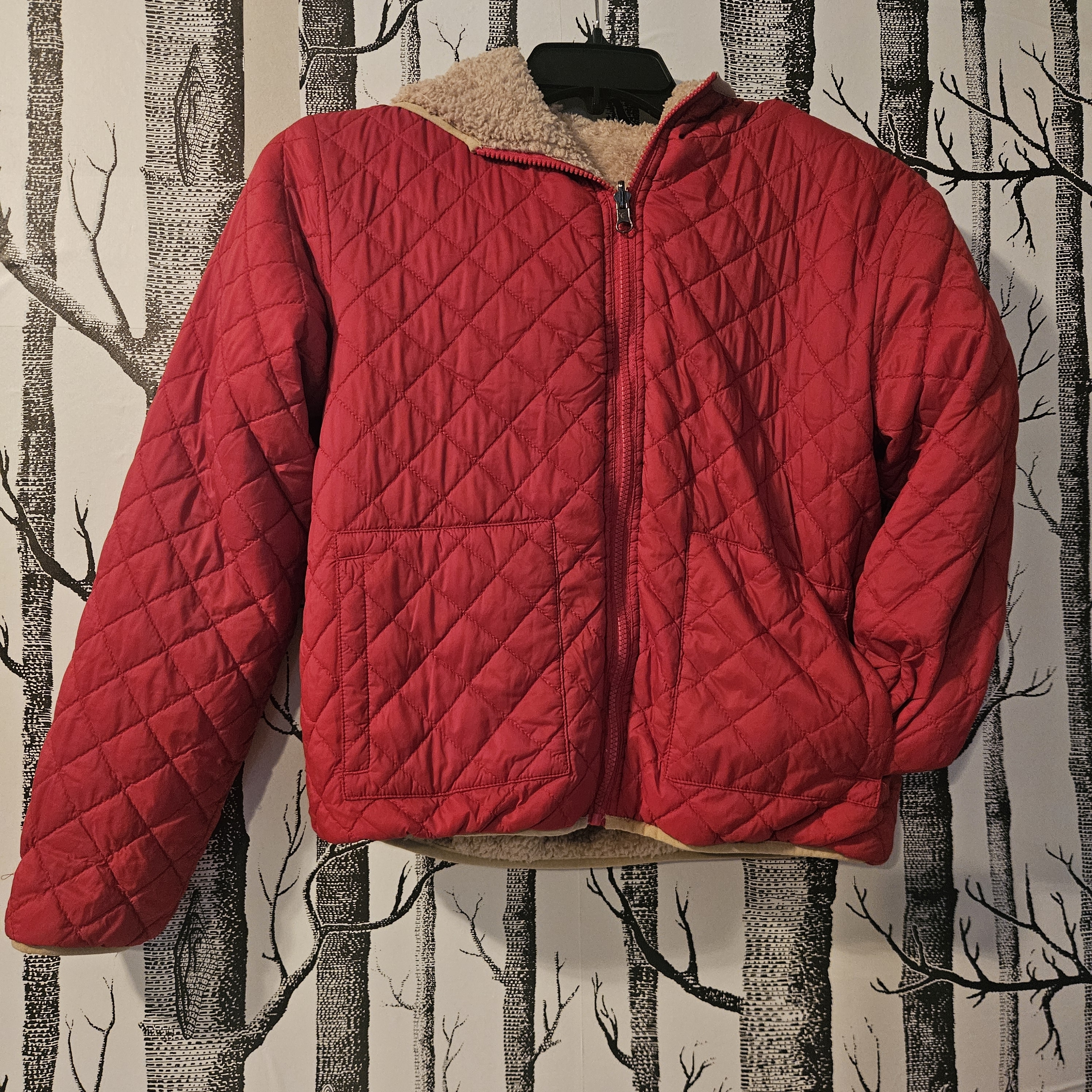 Zyia Red Jacket With Cream Sherpa Lining